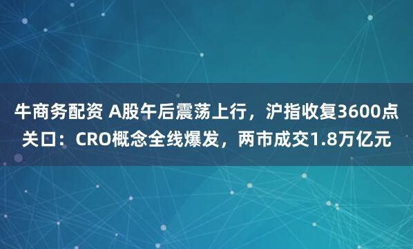 牛商务配资 A股午后震荡上行，沪指收复3600点关口：CRO概念全线爆发，两市成交1.8万亿元