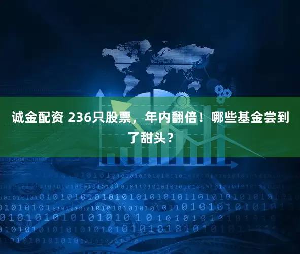 诚金配资 236只股票，年内翻倍！哪些基金尝到了甜头？